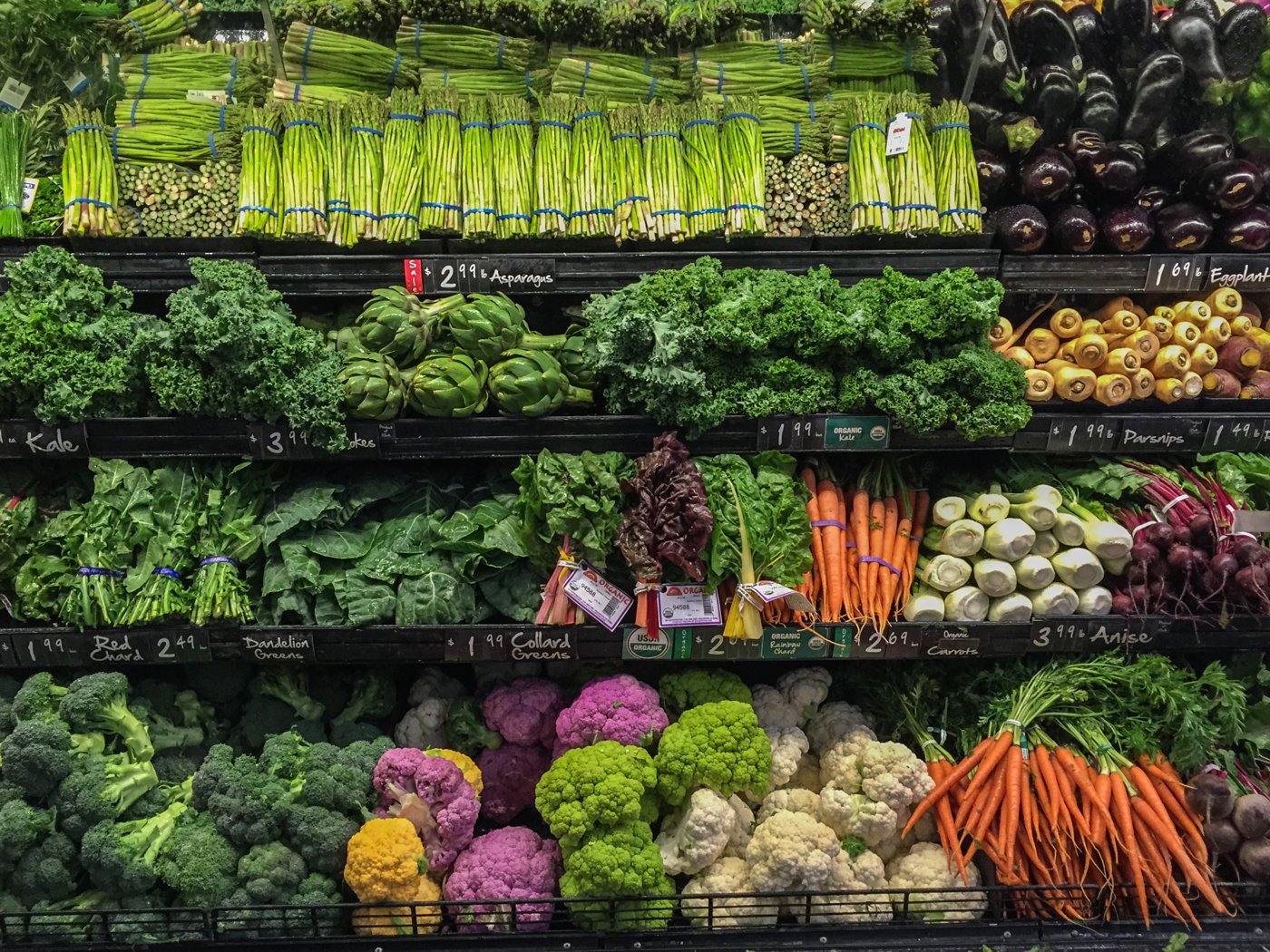 Fresh produce displayed in a grocery store